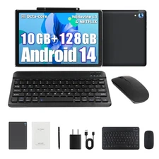 AEEZO 10.1" Android Tablet 10+128GB IPS Touchscreen Octa-core Processor Wi-Fi 