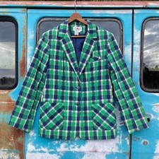 Vintage plaid cotton blend blazer