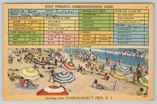 Busy Persons Correspondence Card Greetings Narragansett Pier Rhode Island