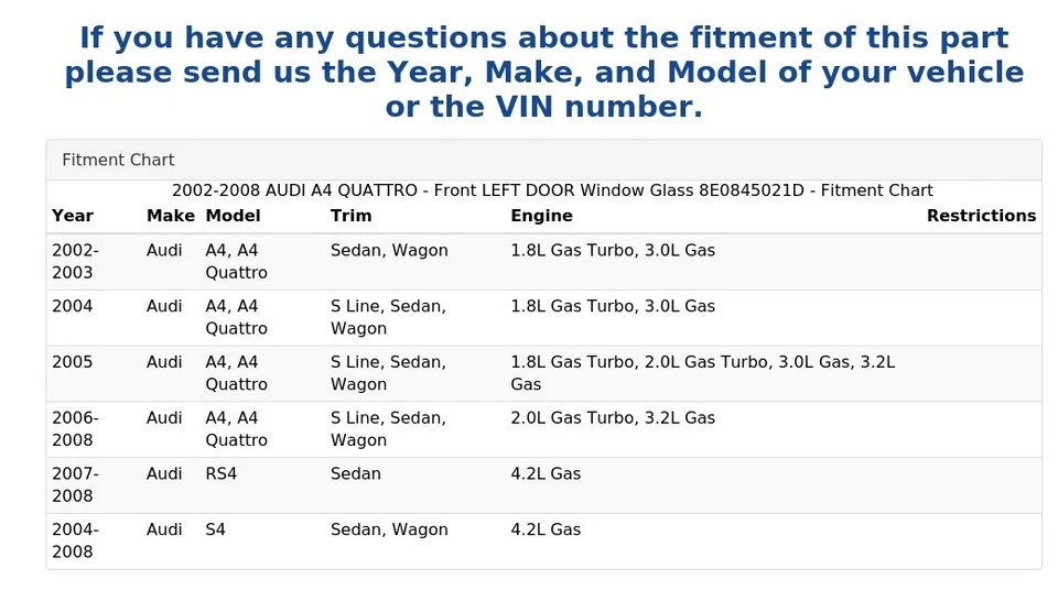 AUDI A4 QUATTRO 2002-2008 - PUERTA DELANTERA IZQUIERDA VENTANA CRISTAL 8E0845021D Foto 4 de 4