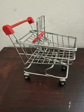 MINI GROCERY SHOPPING CART Display Steel Metal /Tiered Tray Decor 5x4.75"