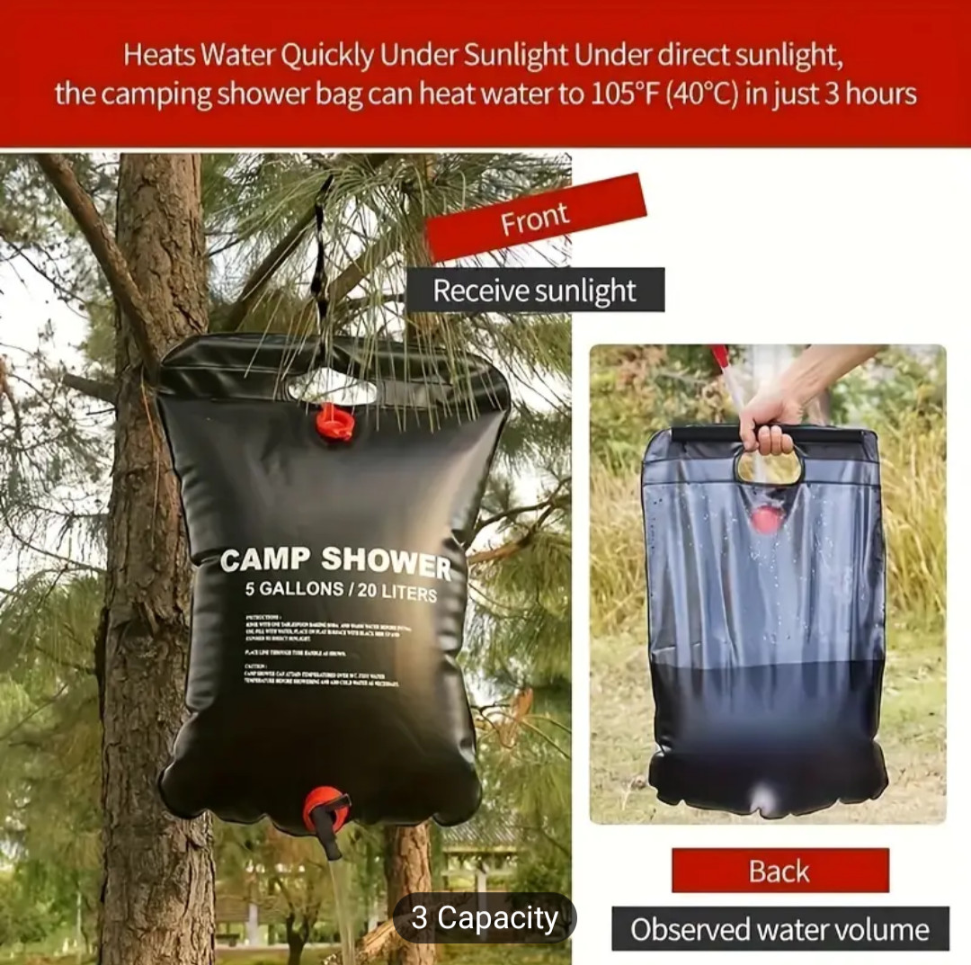 Outdoor Shower Bag 5 Gallon / 10 Gallon Thermal Solar Heated