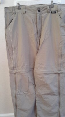 Grinario Sports Men's XL Convertible Outdoor Hiking Cargo Pants Gray Zip Legs