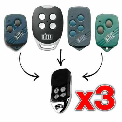 3 x Ditec - GOL4, BIXLG4, BIXLP2 & BIXLS2 Compatible Garage/Gate Remote
