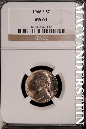 1946-S Jefferson Nickel - NGC MS 63 - Choice Gem Brilliant Uncirculated  #SLG347