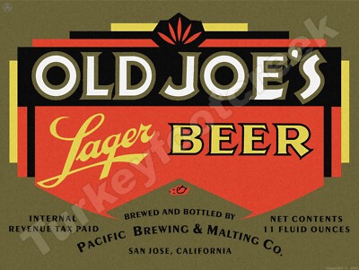 Old Joe's Lager Beer Label 18'' x 24'' Metal Sign