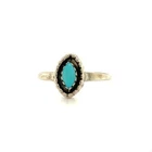 Vintage Sterling Silver Native American Turquoise Stone Shadow Box Ring size 7