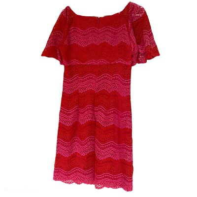 trina turk pink lace dress NWT Women's Trina Turk Pink/Gray Crestline Lace & Jersey Mini Dress Sz Large