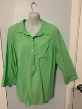 NWT JCP Lime Green Collared Blouse/Shirt with 3/4 Sleeve        Plus Size 1X