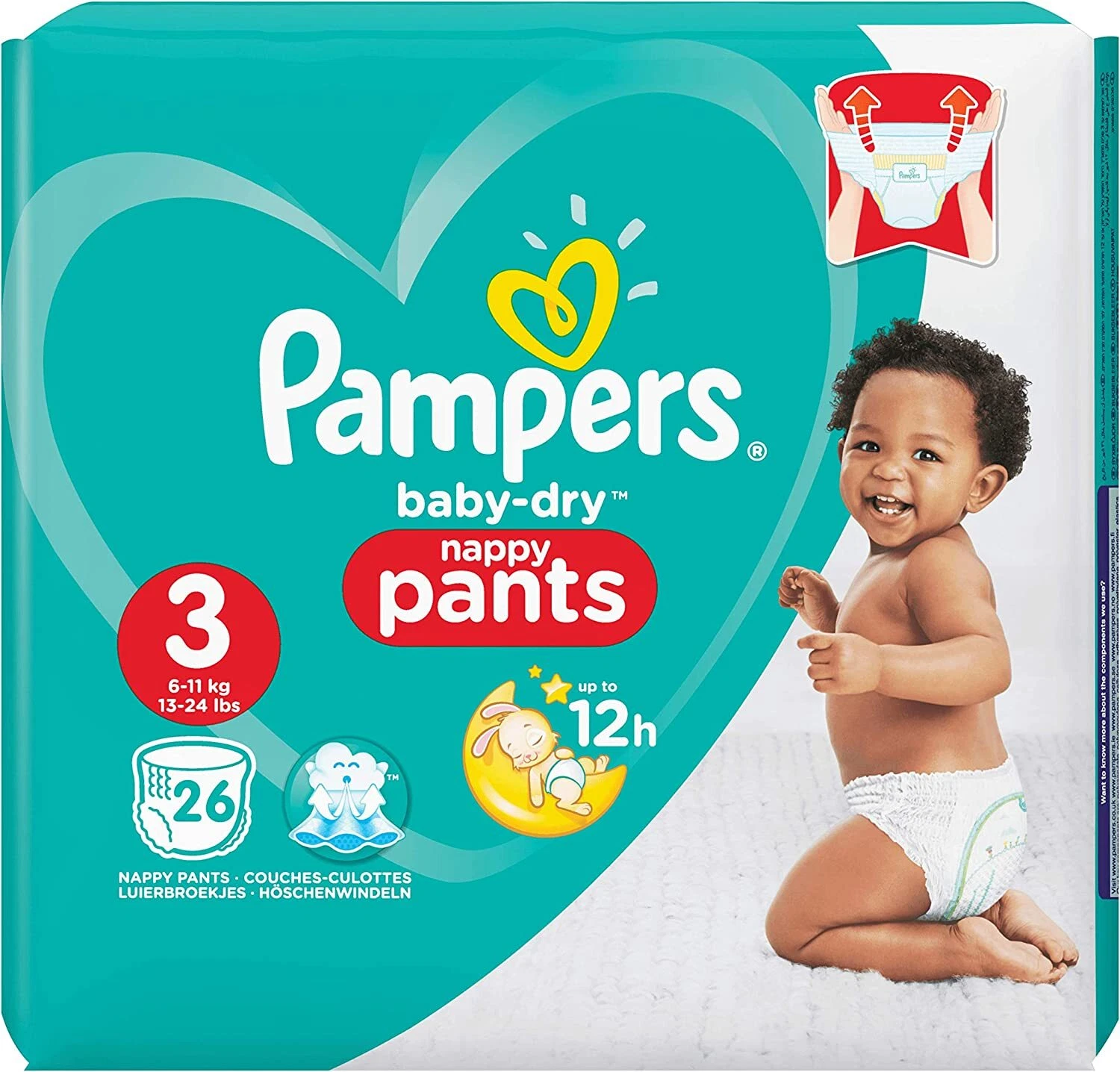 Pampers Baby Dry Pants Size 3 6-11 kg 4 X 26 Nappy Pants TOTAL 104 NPANTS