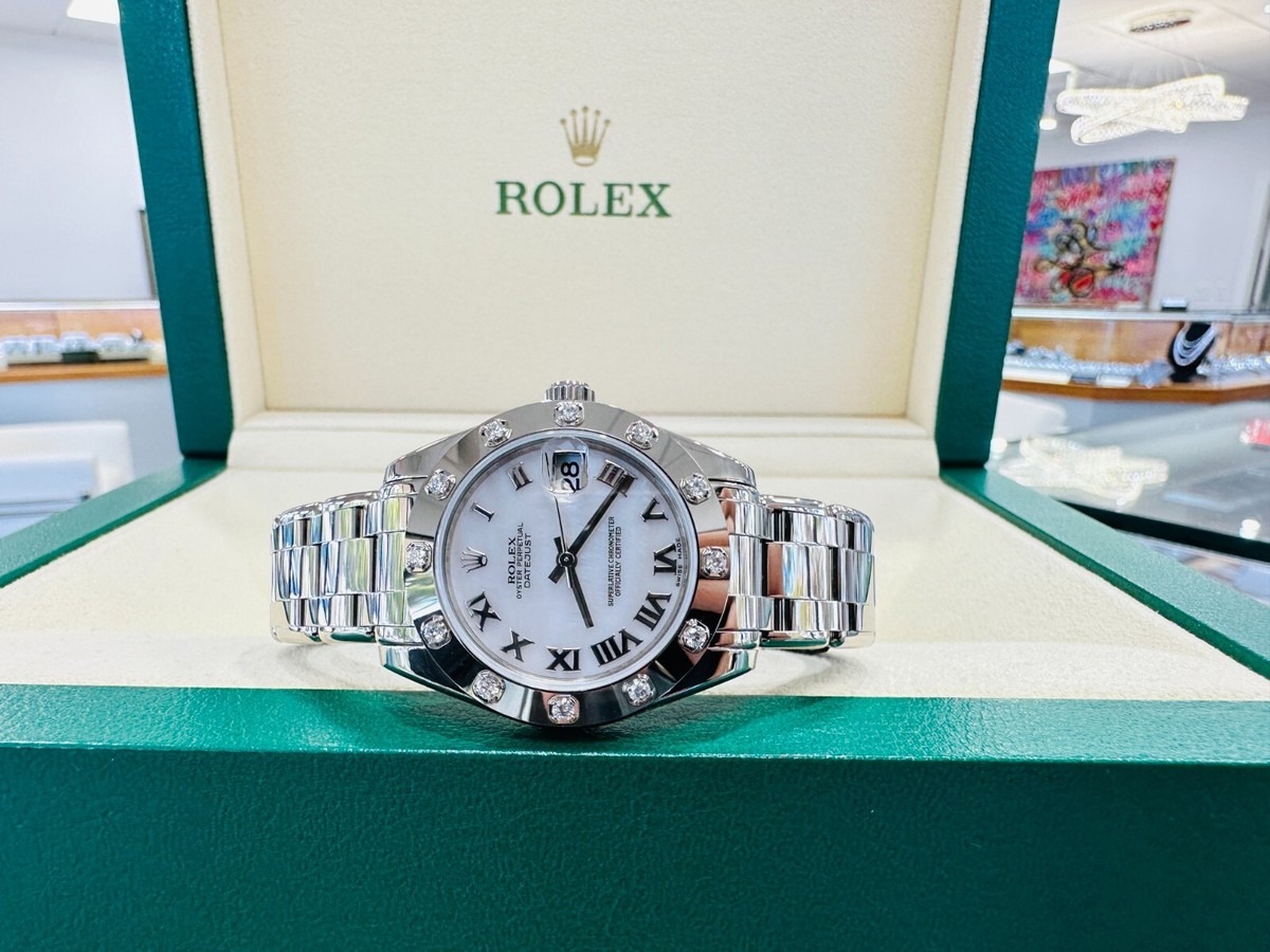 Rolex Masterpiece 81319 18K White Gold 34mm MOP Dial 12 Diamond