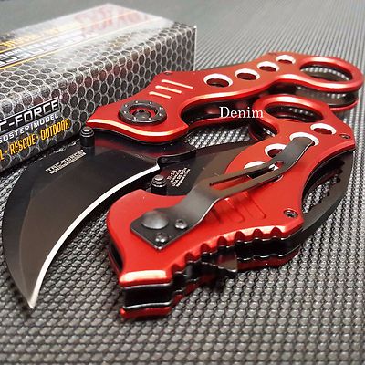 TAC-FORCE Red Karambit Style Tactical Hunting Outdoor Pocket Knife