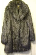 Biba Size 10 Grey Portobello Faux Fur Coat