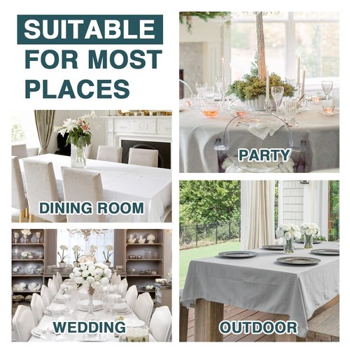 Linen Textured Table Cloths Square Tablecloth Waterproof Spillproof Wrinkle Free - Picture 7 of 7