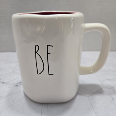 Rae Dunn Mug ''BE MINE'' 16 Oz Coffee/Tea Double-sided W/Red Interior Valentine's
