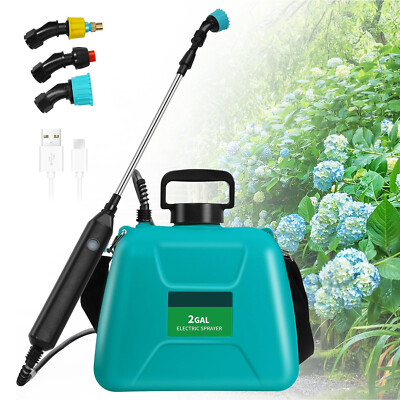 2 Gallon Battery Powered Sprayer Electric Garden Sprayer 3 Mist Nozzles Portable