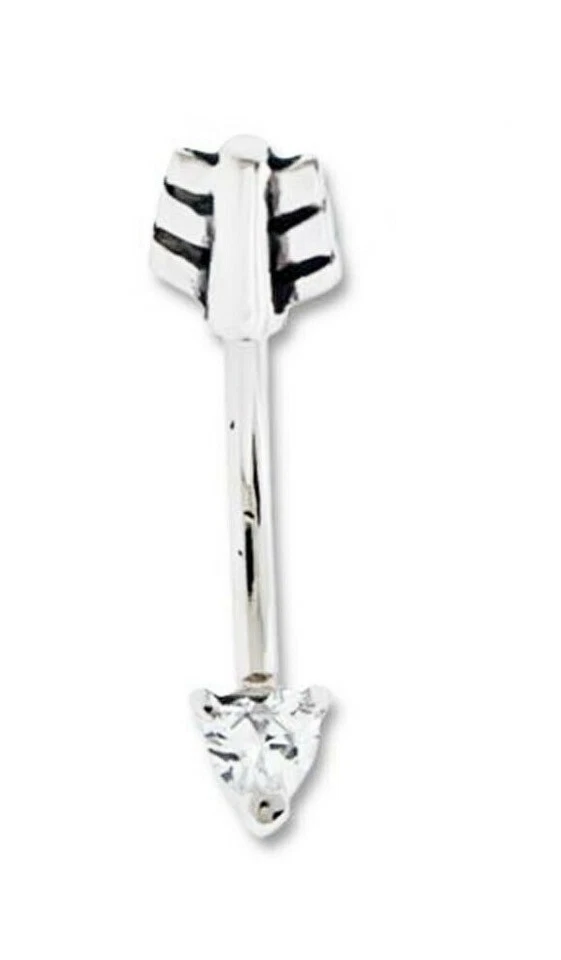 16 克 5/16 英寸心形和箭头宝石弯曲杠铃曲线眉毛耳 Daith Rook 戒指 1 件 — 第 2/4 张图片