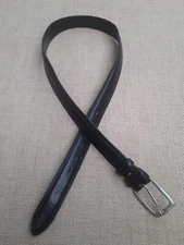 Men's Size 36 Marco Celli Black Stitched Leather Belt Made in Italy