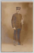 RPPC Musician Gentleman With Trumpet c1900s Real Photo Postcard W25
