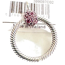 NIB 2021 PANDORA MOMENTS SMALL PAVE O PENDANT PINK CZ 399097C02