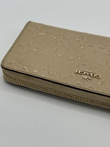 Portafoglio beige logo Coach C taglia intera cerniera rotonda - Foto 6 di 24