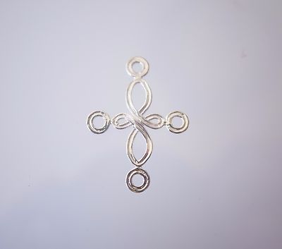Large Sterling Silver Fancy Stamped Cross Link Finding 32x23mm 1piece