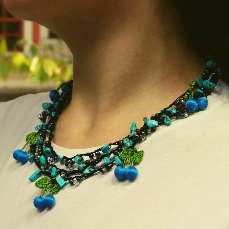 Halskette mit Natural Türkis-Stein | handgemacht Schmuck natürliche Geschenk - Bild 3 von 3