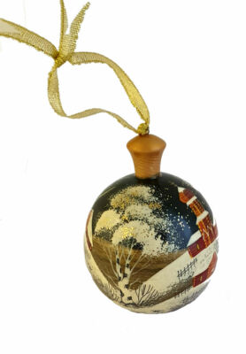 Boule De Noël En Bois Peinte à La Main - Œuf Suspendu Par Sirovatkina - Russie
