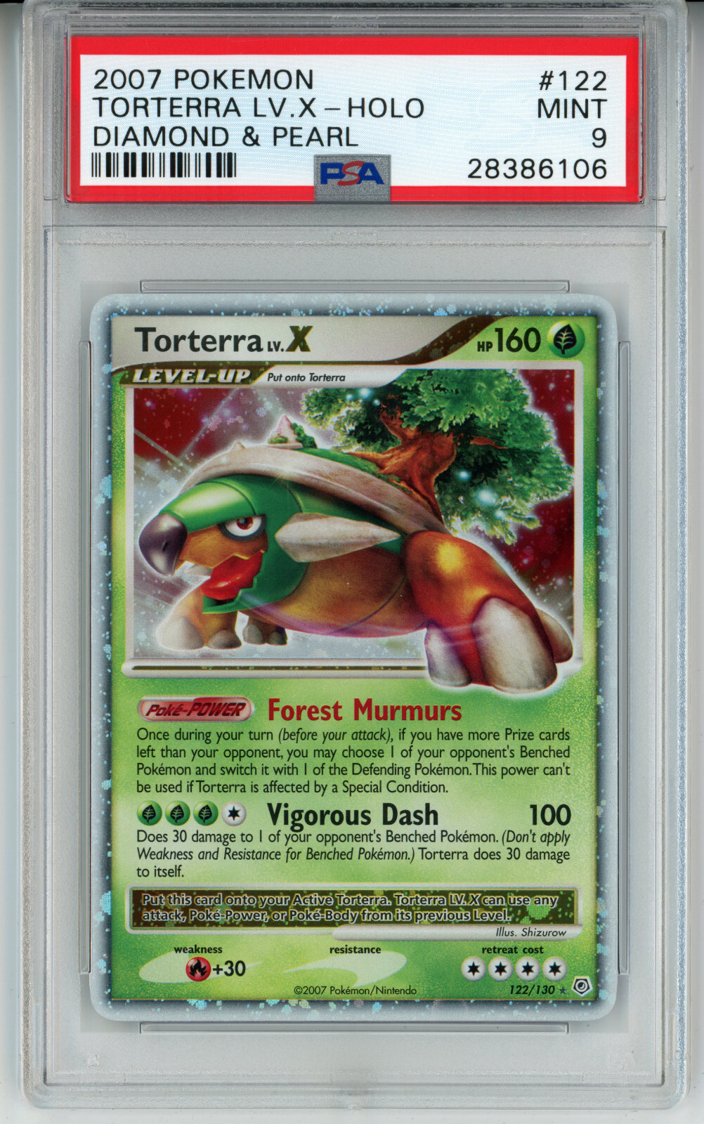 POKEMON DIAMOND & PEARL TORTERRA LV X #122 ULTRA RARE HOLO PSA 9 MINT #28386106