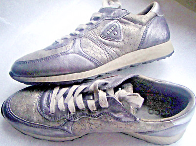 NEU SCHÖNE Sneakers ECCO Gr.40-40,5 Leder Grau Danish-Design