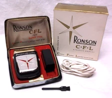 Vintage Ronson CFL Art Deco Electric Razor with Super Trimmer, Box & Paperwork