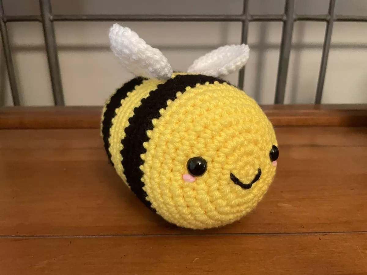 New Handmade Crochet Bumble Bee Stuffed Animal, 6” Long Crochet Amigurumi  Toy