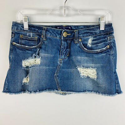 Terranova Juniors Teen Small S Sexy Destroyed Mini Fringed Gonna Jean Skirt