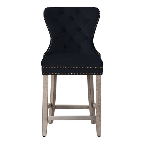 24" Tufted Velvet Counter Stool, Antique Gray - Picture 3 of 66