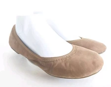 Lucky Brand Neutral Leather Plain Coquette Ballet Flats Trendy Womens Size 8.5