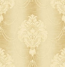 Ombre Stripe Damask in Gold Document by Wallquest DM20405