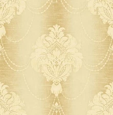 Ombre Stripe Damask in Gold Document by Wallquest DM20405