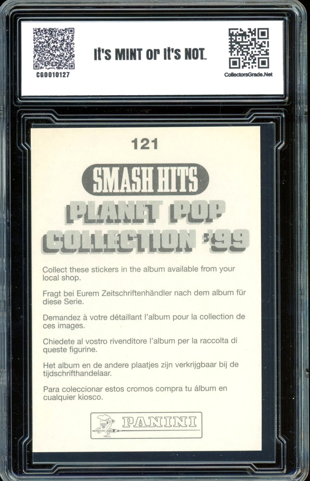 1999 Panini Smash Hits Stickers #121 ~ Will Smith Rookie ~ GRADED CG 10 PRISTINE - Picture 2 of 2