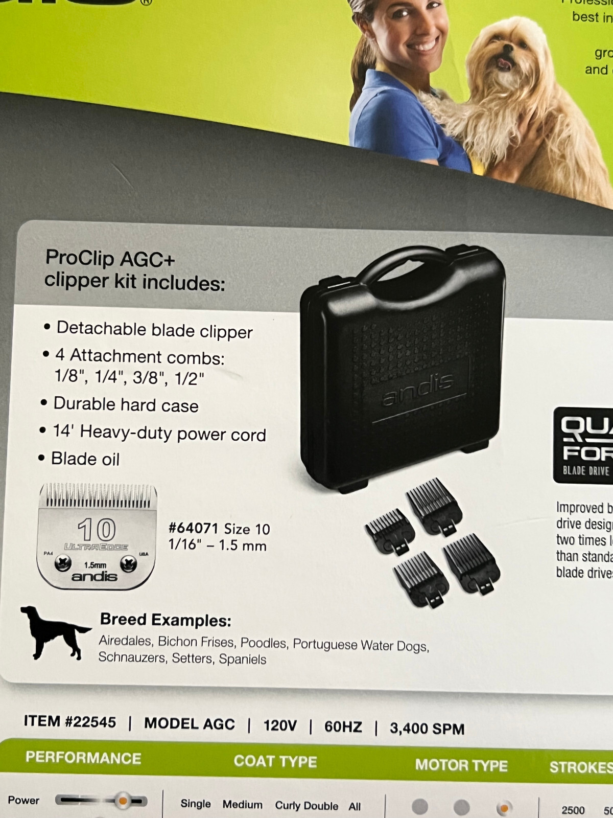 New Andis ProClip AGC+ Detachable Blade Clipper Dog Pet comes with Case