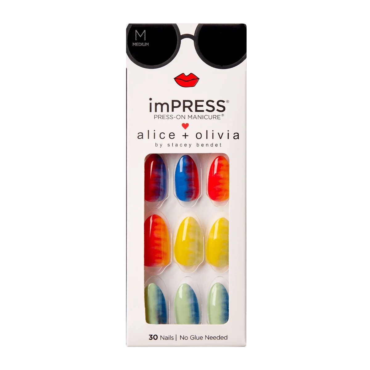 KISS IMPRESS PRESS ON NAILS ONE STEP MANICURE NEW GOOD VIBES MEDIUM LENGTH