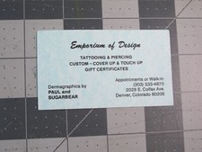 vtg Tattoo business card - Emporium of Design Denver CO v2 C
