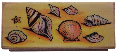 Shell Border Rubber Stamp Wood Block Nautical By All Night Media