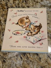 Vintage 1940  s Cat Happy BIRTHDAY Card Unused