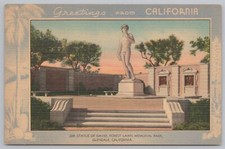 Linen~Glendale California~Forest Lawn Memorial Park~Statue of David~Postcard