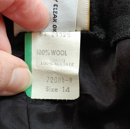 Vintage Koret Black Wool Lined Trousers Size 14 Waist 28-30" - Picture 11 of 12