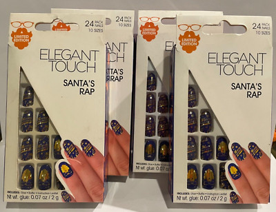 Lot Of 4 Elegant Touch Artificial Nails - SANTA'S RAP - Nails Kit