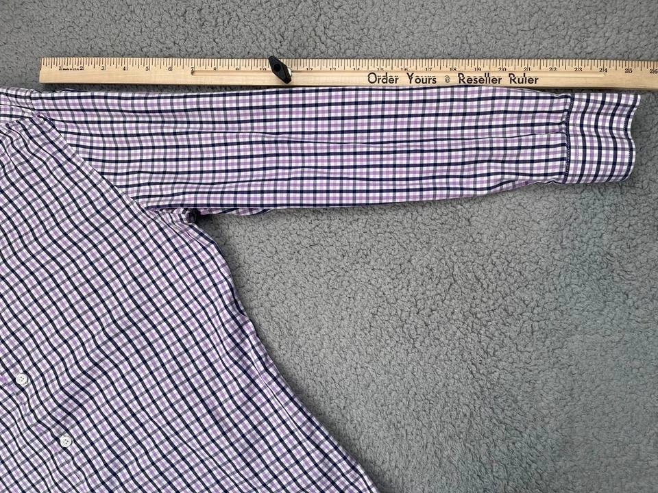 Camisa Duchamp Para Hombre Talla 16.5 L 42 Púrpura Guinga Cuadros Manga Larga Puño Abatible Foto 3 de 4