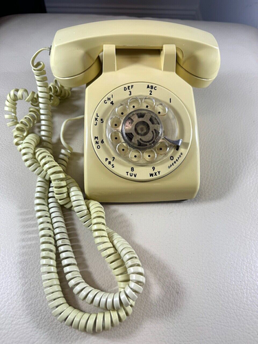 ITT Rotary Dial Desk Telephone Cream Beige 720011-106 500 Vintage Phone 1984 - 第 1/7 張圖片