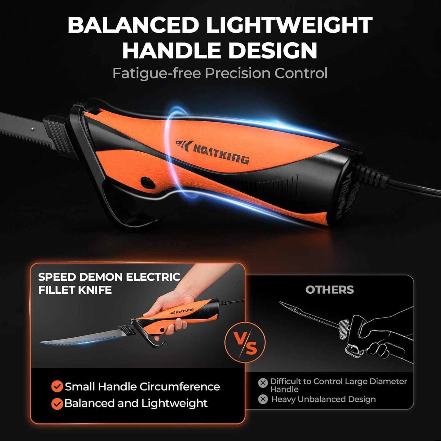 Electric Fillet Knife 110v Stainless Steel Blades for Fishing Outdoors