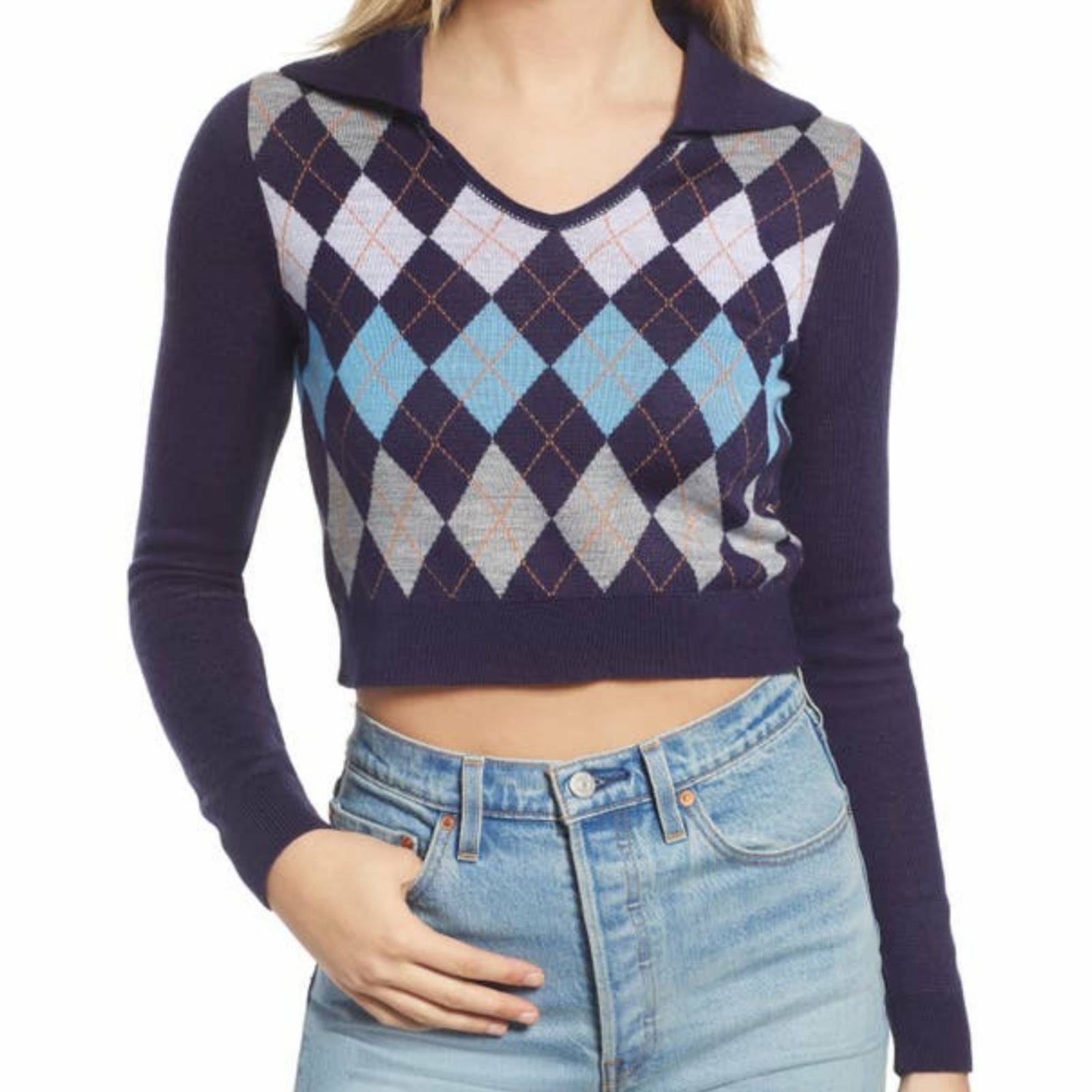 BP: Cropped Argyle Sweater | eBay